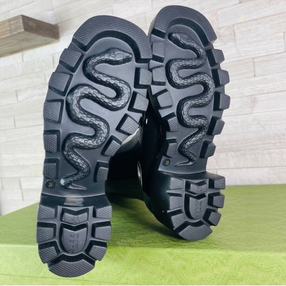 Gucci NWB Size 38 Black Gloss Rubber Insulated Horsebit Knee-High Rain Boot NWT - Picture 12 of 14